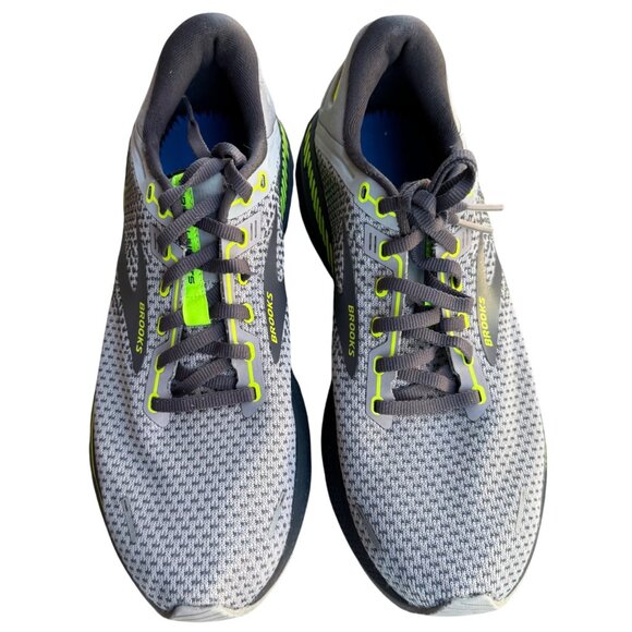 Brooks Adrenaline GTS 22 Mens Running Shoes Size 9 Gray & Neon Yellow - Picture 2 of 11